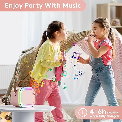 Karaoke Colorful Bluetooth Speaker with Mic System for Home Singing Magic Ai Voice Changer Portable Mini Wireless Speaker for House Parties Birthday Gifts Events