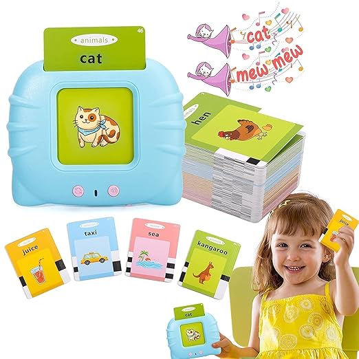 Rechargeable Educational Learning Talking Flash Cards for 2 Year Old Kids Boys Girls Baby Montessori Toys