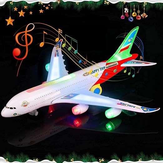 Flashing Light Automatic Airplane Electric Plane, Bump N Go Feature Aeroplane for Children