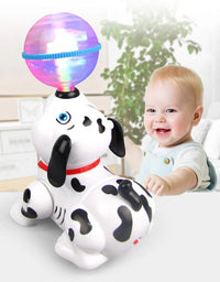 Dancing Dog Toys with Led Lights Flashing and Music, 360 Body Spinning Dog Toy
