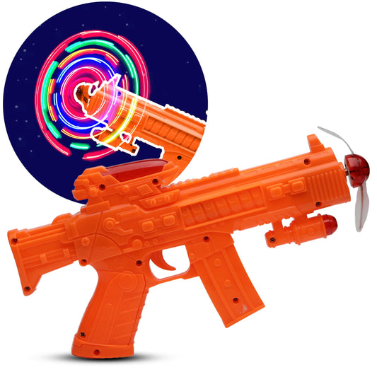 Space Gun Toy for Kids with Sound & led Matrix Flashing Rotating Blades | Blasting Sound & Colorful Light Effects. | pubg Gun for Kids- Multi Color