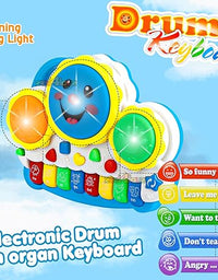 Drum Keyboard Musical Toys with Flashing Lights, Animal Sounds and Songs, Multi Color
