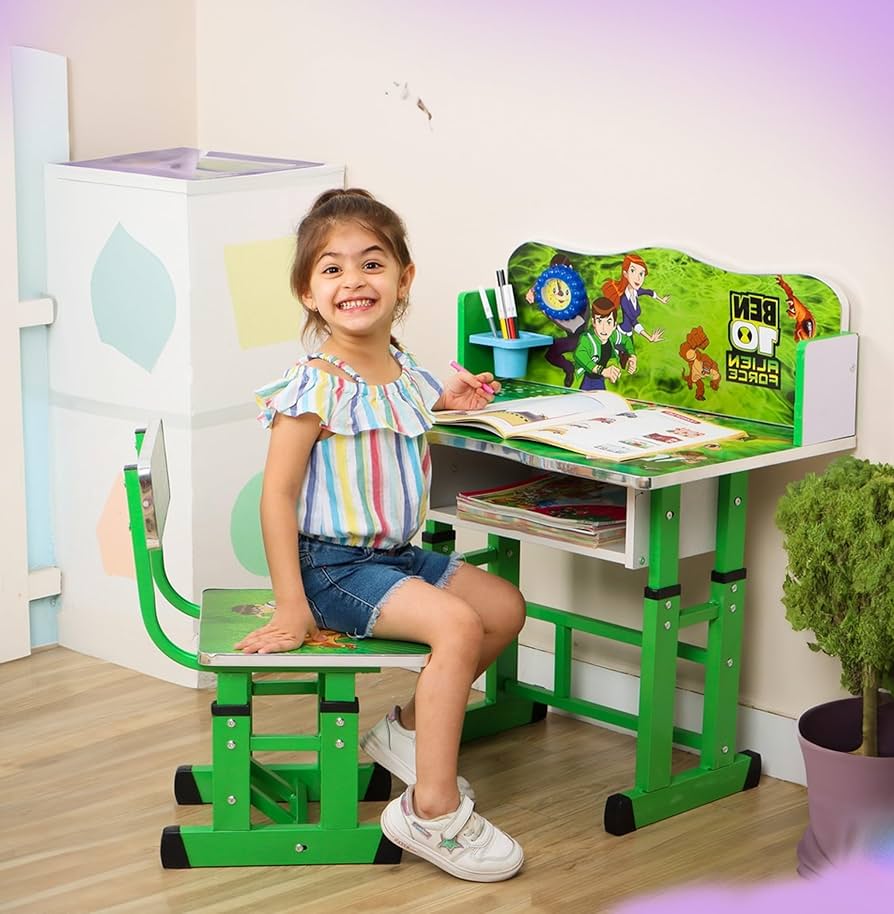 Kids study Table & Chair with Adjustable Height | Engineered Wood Study Table