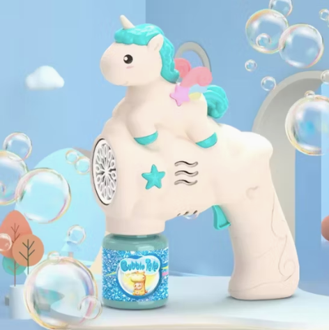 Electric Unicorn Bubble Machine Gun With 1 Bottles Bubble Refill Solution