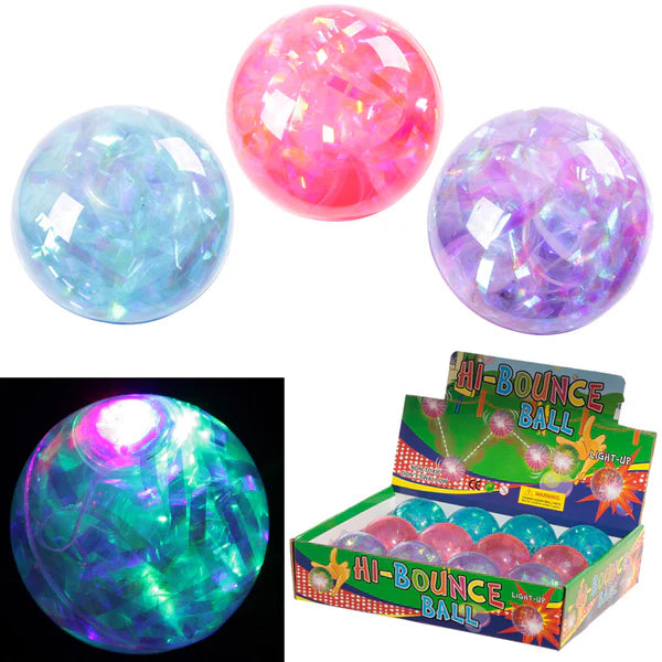 Crystal Bouncing LED Flashing Rubber Fun Ball For Kids- Multi Glitter