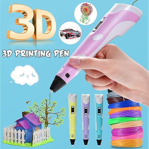 3D Pen with Adapter| 3D Pen for Kids| 3D Pen with 3 * 1.75MM PLA Filaments 10m Each| 3D Printing Pen | 3D Pen Set with PLA Filament Included - Ready to Create (Adapter)