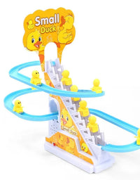 1491 Electric Duck Track Slide Toys - 3 Ducks Climb Stairs Toy Railcar | Educational Climbing Stairs Toys with Music for Children Toddler Boys Girls
