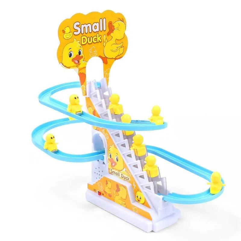 1491 Electric Duck Track Slide Toys - 3 Ducks Climb Stairs Toy Railcar | Educational Climbing Stairs Toys with Music for Children Toddler Boys Girls