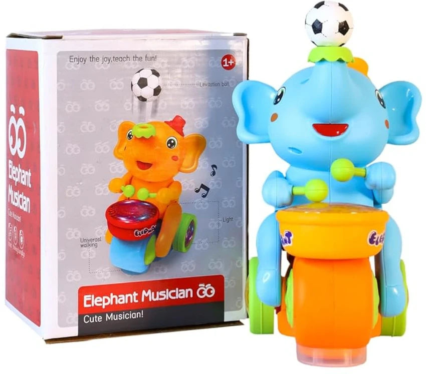 Cute Elephant Toy with Ball on Nose & Dazzling Light Drum Sound