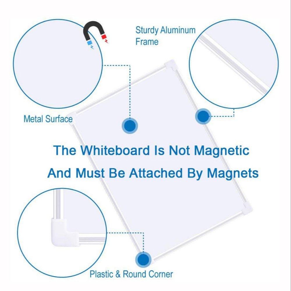 Double Sided Magnetic Writing and Drawing Board Aluminium Frame (Size-20x30CM)