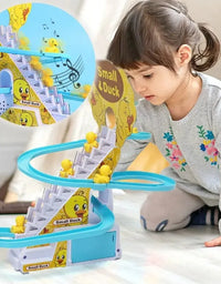 1491 Electric Duck Track Slide Toys - 3 Ducks Climb Stairs Toy Railcar | Educational Climbing Stairs Toys with Music for Children Toddler Boys Girls
