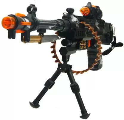 Machine Gun Toy with LED Flashing Lights and Sound Effects for Kids | Combat Military Mission Machine Gun