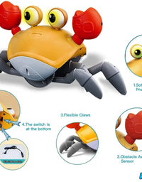 Crawling Crab Toy with Light Up, Interactive Musical Toy with Automatically Avoid Obstacles, USB Rechargeable
