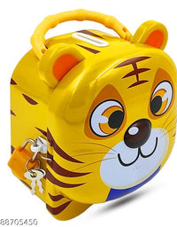 Tiger shaped Money Bank for Kids with Lock and Keys| Steel Coin Bank| 3D embossing Coin Bank
