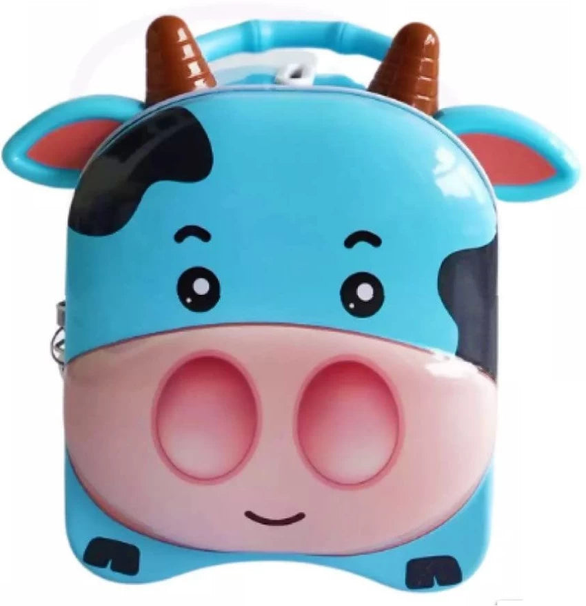 Cute Cow shaped Money Bank for Kids with Lock and Keys| Steel Coin Bank| 3D embossing Coin Bank