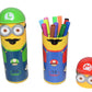 Minions Shaped Sketch Pen-Pencil Box Included with 12 Sketch Pen Set for School Kids (Multicolor)