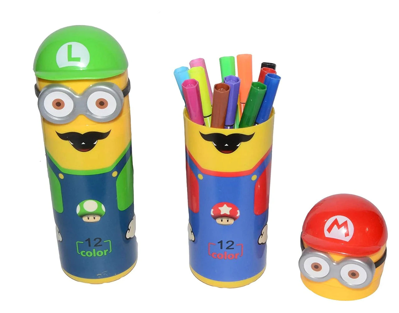 Minions Shaped Sketch Pen-Pencil Box Included with 12 Sketch Pen Set for School Kids (Multicolor)