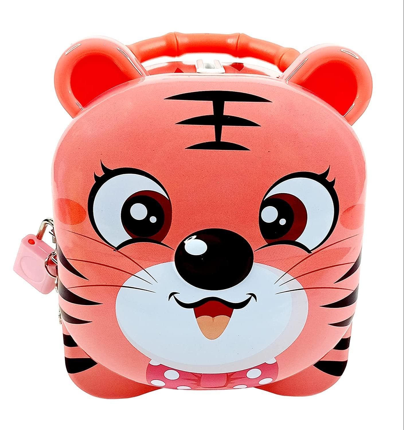 Tiger shaped Money Bank for Kids with Lock and Keys| Steel Coin Bank| 3D embossing Coin Bank