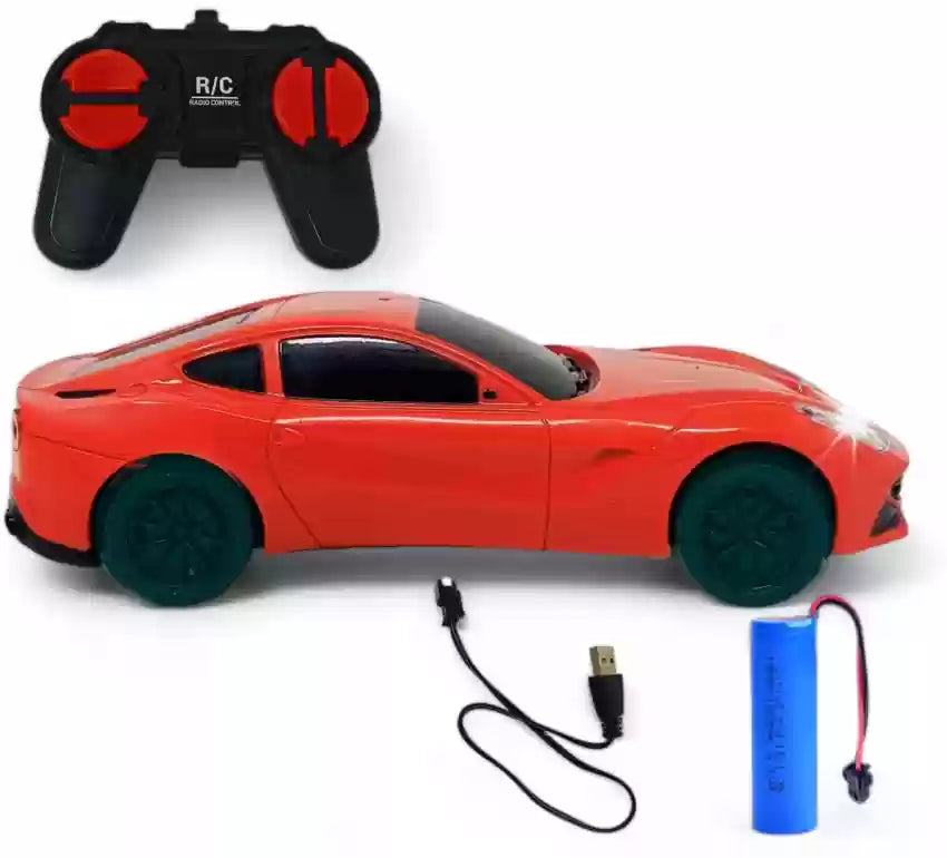 Rechargeable Remote Control Car with Glowing Headlights for Kids