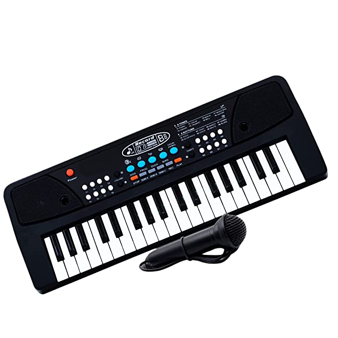 37Key Bigfun Keyboard Toy with Adapter Portable Electronic Keyboards for Beginners Musical Toys Pianos, DC Power Option and Recording Function with MIC