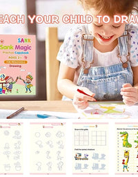 MAGIC BOOK Practice Copybook, Number Tracing Book for Preschoolers with Pen, Magic books for kids Reusable Writing Tool (4 BOOK + 10 REFILL+ 1 PEN)
